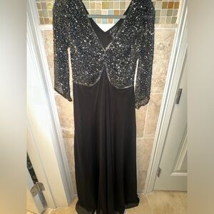 Formal black sequin dress NWT size 10P.